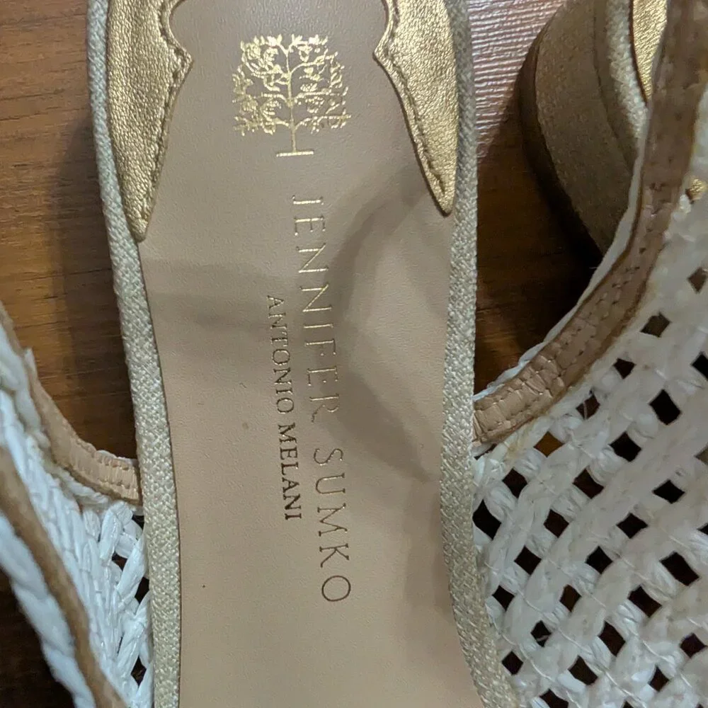 Antonio Melani x Jennifer Sumko White Lace Up Flat Sling Back Size 8.5 - Picture 7 of 9